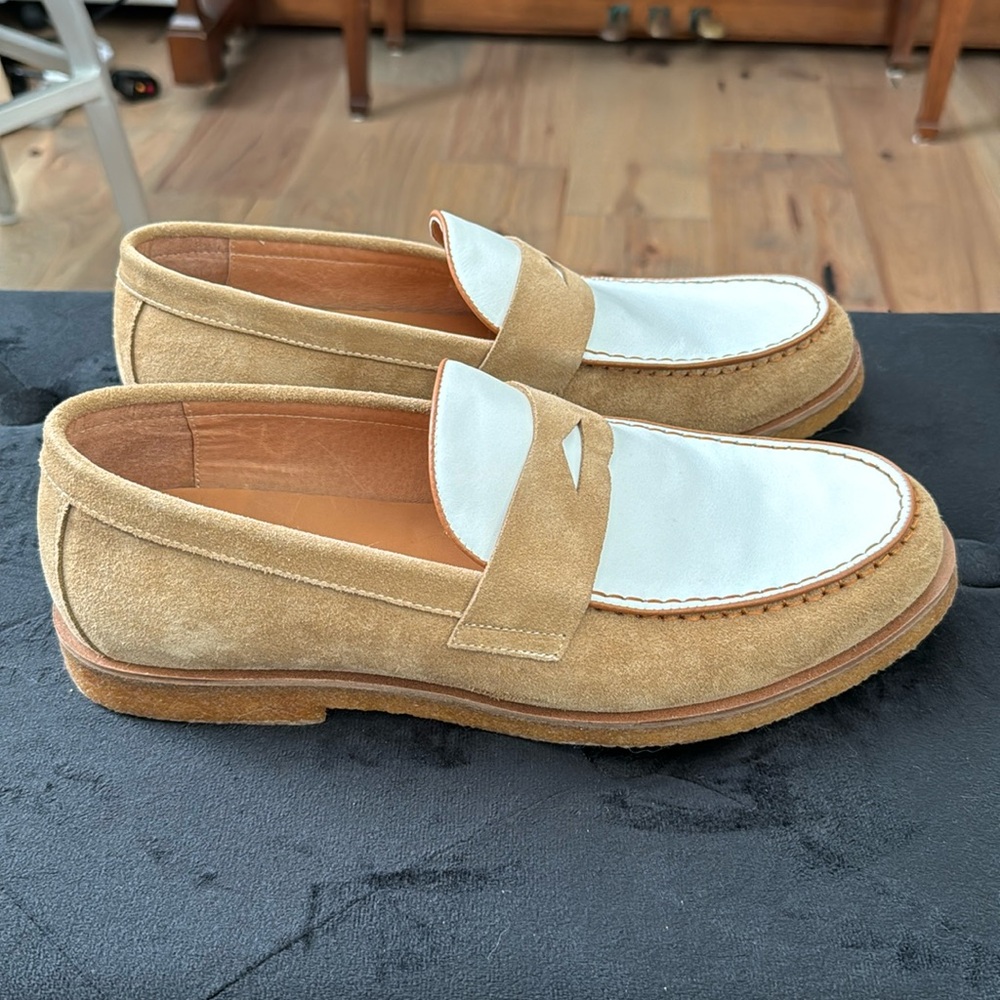 MARC NOLAN Callum Desert Sand Suede Penny Loafers- Men’s Size US 11